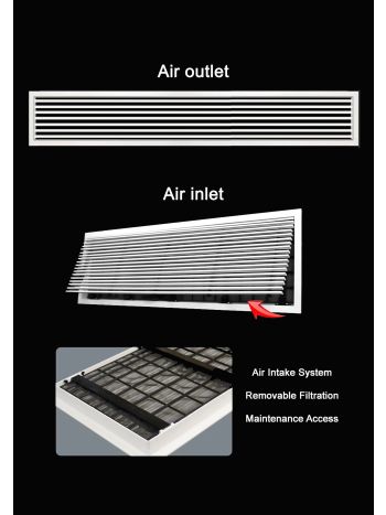 900x130mm concealed Fan coil unit ABS Ventilation wall ceiling grilles Inlet and outlet, Filtration and Maintenance access included